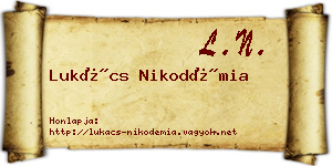 Lukács Nikodémia névjegykártya